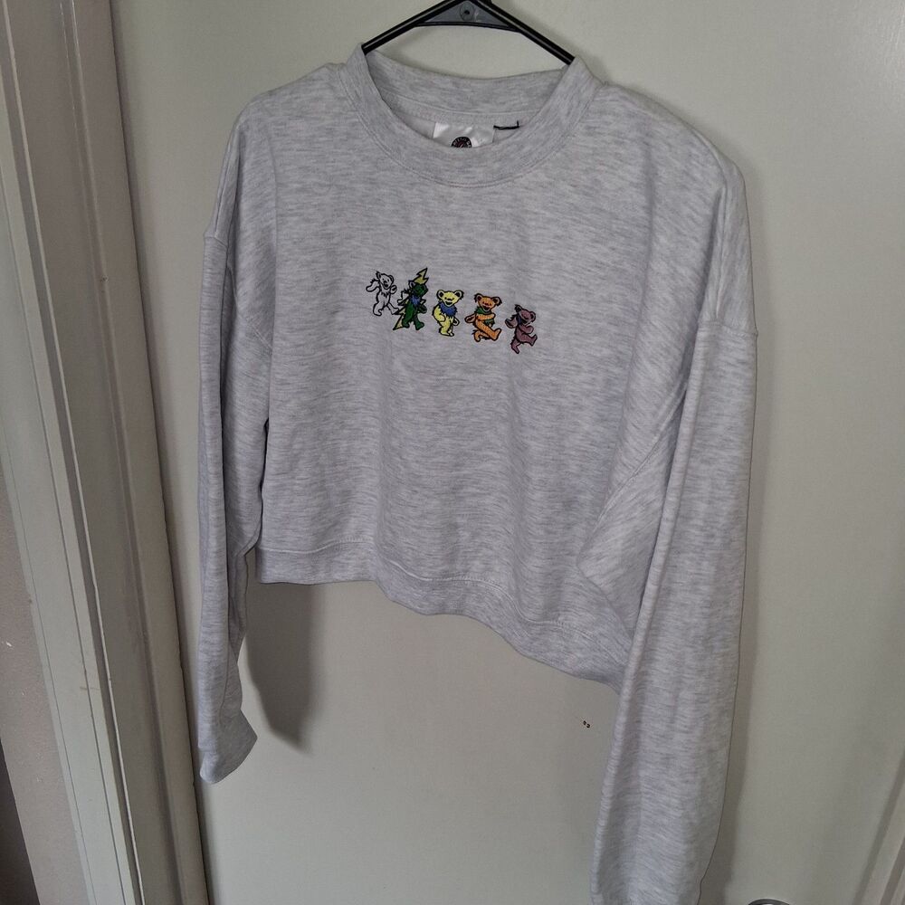 Grateful Dead Dancing Embroidered Bears Cropped Sweatshirt XL Loungewear Errands - Picture 2 of 7